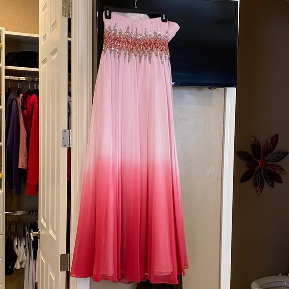 Pink Ombre Chiffon Dress - Picture 2 of 5